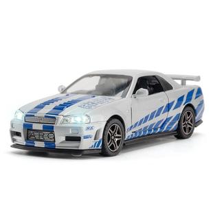 GTR34合金汽車模型擺件兒童玩具代發禮物 仿真1比32 散裝