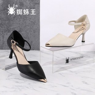包頭女一字帶涼鞋 蜘蛛王女鞋 真皮細跟氣質中空單鞋 高跟鞋 春夏新款