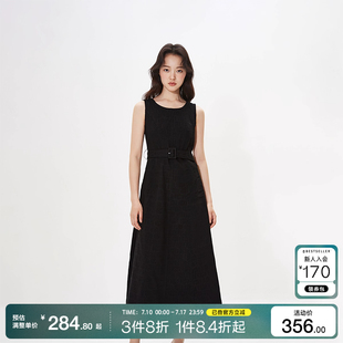 o區綾致ONLY25春夏新通勤吊帶收腰A字中長款 牛仔連衣裙女時尚
