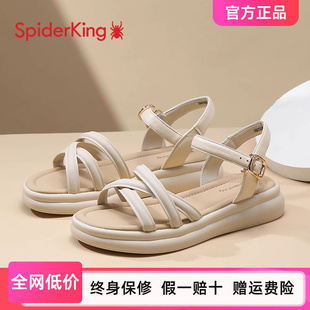 羊皮厚底戶外休閑女涼鞋 外穿軟底輕便一字帶女鞋 女夏季 蜘蛛王涼鞋