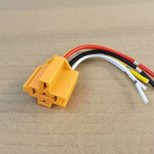 汽車繼電器插頭 純銅粗線接頭繼電器插座帶線4插5插腳12V24V通用