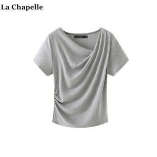 休閑氣質小個子修身 拉夏貝爾 T恤女夏季 Chapelle蕩領短袖 上衣