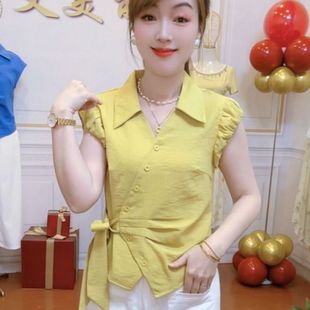 氣質百搭遮肚顯瘦小衫 女綁帶蝴蝶結時尚 上衣 減齡襯衫 高級感夏季