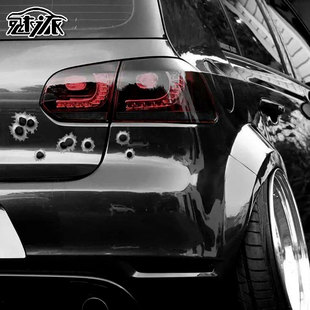 仿真子彈孔劃痕抓痕遮擋個性 飾保險杠貼 反光汽車貼紙車門車身貼裝