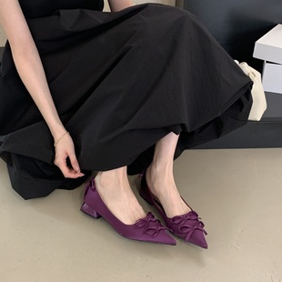 仙女氣質(zhì)淺口低跟瑪麗珍鞋 法式 新款 女2025春夏韓版 尖頭平底單鞋