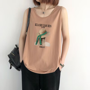 出口清倉外貿品牌100%純棉氣質休閑背心女夏外穿寬松透氣無袖 上衣