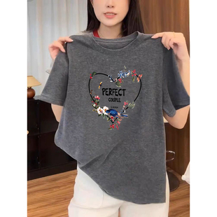 上衣潮 簡約休閑時尚 外貿出口大牌清倉100%純棉氣質短袖 t恤女夏季