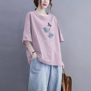 品牌清倉外貿撿漏100%純棉短袖 寬松氣質上衣夏 休閑女T恤2025新款