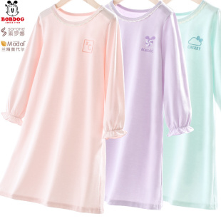 巴布豆女童睡衣春秋長袖 睡裙女孩公主兒童連衣裙寶寶家居服中大童