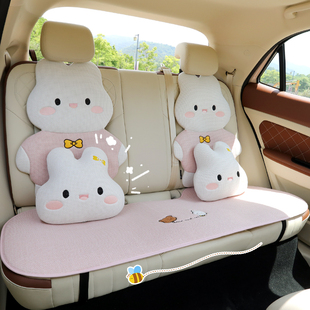 透氣女士車內座墊 夏季 卡通汽車坐墊四季 通用卡通棉麻座椅套25新款