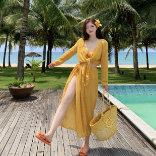 泳衣女高級感2025新款 絕美辣妹海邊度假分體三件套性感比基尼純欲