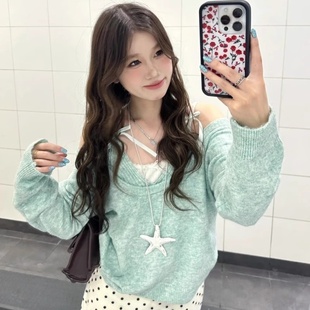 夸張毛衣鏈 五角星頸鏈甜酷時尚 美式 復古辣妹銀色海星項鏈海邊長款