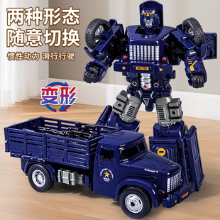 2025新款 6歲慣性卡車玩具 兒童變形機器人車小男孩機甲變形汽車3