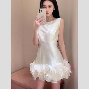 背心連衣裙 韓系穿搭白色小香風(fēng)無袖 清倉撿漏 買手店專柜外貿(mào)女裝