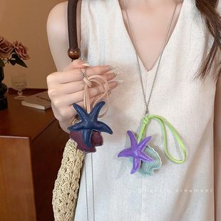 海邊度假風海星皮革項鏈個性 項飾女 獨特毛衣鏈小眾設計感簡約時尚