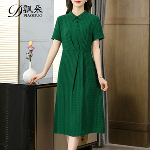 品牌女裝 媽媽桑蠶絲專柜正品 夏季 高端香云紗真絲連衣裙女2024新款