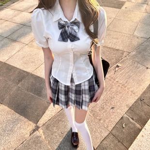 顯瘦學院風百搭純欲甜辣少女襯衣 收腰修身 日系jk制服襯衫 學生短款
