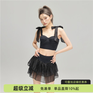 蘇拉娜公主分體泳衣女保守顯瘦遮肚裙式 黑色少女溫泉度假沙灘泳裝