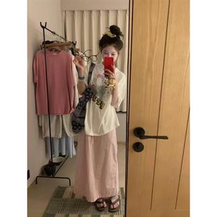 小熊氣球印花圓領套頭短袖 垂墜感寬松顯瘦百搭休閑上衣 T恤女夏季