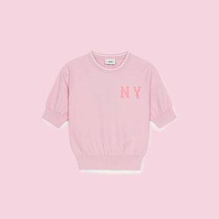 女款 2年夏新NY標(biāo)針織衛(wèi)衣短袖 KPB03 韓國直郵MLB專柜正品 進(jìn)寶家
