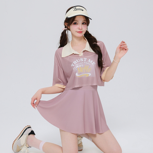 泳裝 泳衣女2025新款 罩衫 連體裙式 遮肚顯瘦海邊度假溫泉游泳衣 爆款
