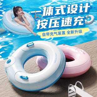 加厚按壓充氣游泳圈成人兒童男女救生圈夏腋下圈大人便攜游泳裝 備