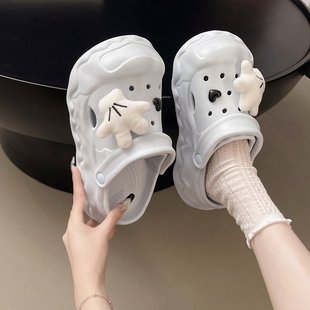 可外穿防滑輕便軟厚底舒適兩穿拖鞋 卡通可愛個性 新款 女夏季 洞洞鞋