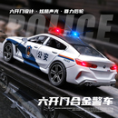 可六開門合金警車玩具車兒童大號(hào)警察車仿真特警車小汽車模型男孩