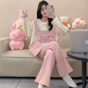 款 可愛卡通家居NNY服套裝 秋可 長褲 跨境睡衣春女新帶胸墊圓領長袖