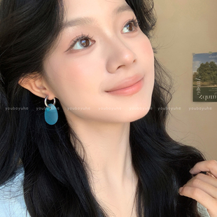 耳圈海邊度假風耳飾 簡約個性 兩戴款 夏日海鹽藍耳環女2025年新款