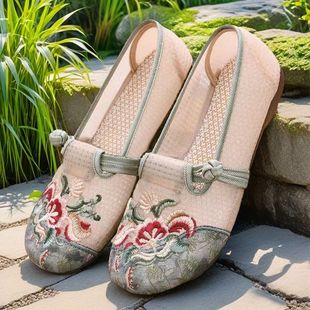 輕便防滑復古漢服鞋 老北京布鞋 民族風繡花鞋 透氣網鞋 女鞋