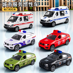 新款 仿真小汽車玩具模型收藏擺件可開門警車2025男孩子網紅車模