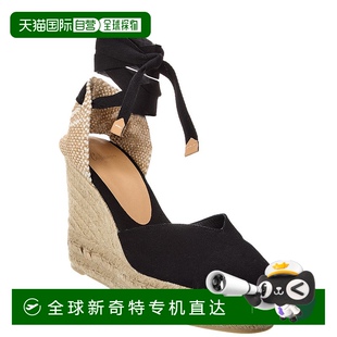 黑色 自營 帆布坡跟涼鞋 Chiara 美國奧萊 castanerCasta?er