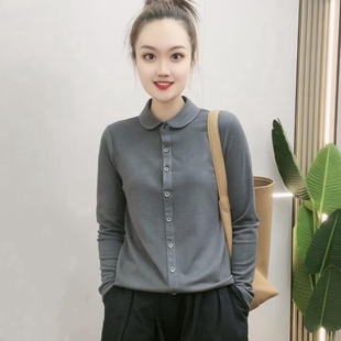 內搭保暖小衫 雙面德絨襯衣打底衫 女2025春秋精致翻領百搭氣質時尚