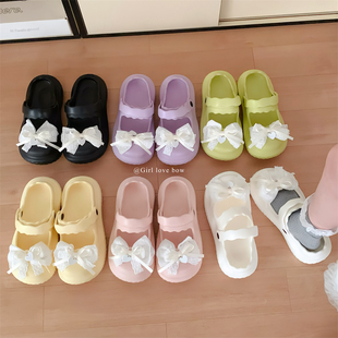 韓系蝴蝶結lolita鞋 厚底百搭網紅夏季 時尚 少女心度假沙灘女士涼鞋