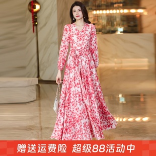 沙灘裙2025春夏秋新款 長裙 小個子大擺連衣裙收腰顯瘦旅游度假短款