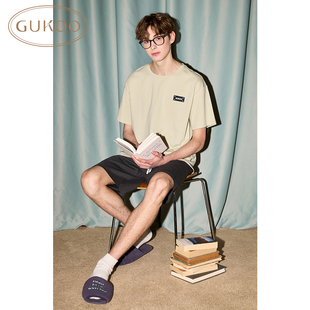家居服套裝 純棉簡約純色短袖 果殼睡衣男夏款 Gukoo