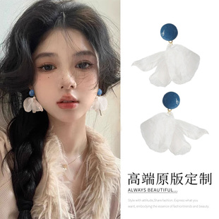 森系網(wǎng)紗花朵耳釘2024年新款 小清新氣質(zhì)耳飾海邊度假風(fēng)耳環(huán)女 爆款