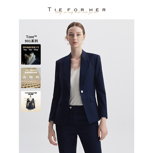 套裝 TieForHer 職場氣質通勤高端西服九分褲 單排扣修身 女 藏青經典