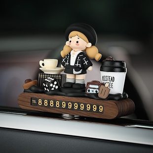 4tQ小野時光汽車臨時停車挪車電話號碼 飾用品 牌車載女擋擺件裝