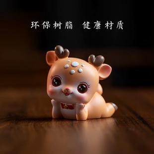 樸房創意可愛小鹿汽車擺件車內飾品一路平安中控臺車載辦公桌裝 飾