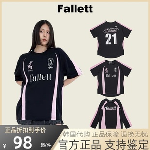 女休閑運動T恤韓系芭蕾風 Fallett復古拼色21球衣短袖 官方正品