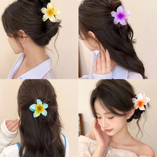 雞蛋花抓夾女2025春夏氛圍感后腦勺鯊魚夾海邊度假配飾百搭發飾