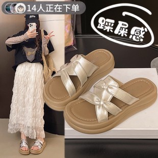 女夏季 34碼 外穿2025新款 不累腳沙灘鞋 配裙子巨好看涼鞋 厚底涼拖鞋