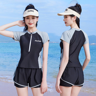 泳衣女2025年新款 保守遮肉顯瘦微胖女孩溫泉泳衣海邊度假分體泳裝