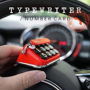 打字機停車牌復古創意個性 卡 女士汽車內擺件bbdd臨時挪車電話號碼