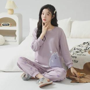 家居服大碼 新品 女棉寬松夏冬款 帶胸墊一體睡衣套裝 可外穿休 春秋季