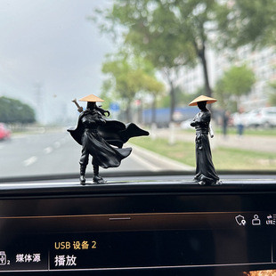 汽車中控臺車載江湖故人古風俠客擺件魚缸微景觀盆景造景微縮小人