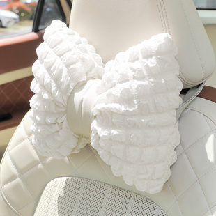 汽車頭枕腰靠套裝 女士可愛卡通蝴蝶結(jié)車載座椅靠背枕頭車內(nèi)護(hù)頸枕