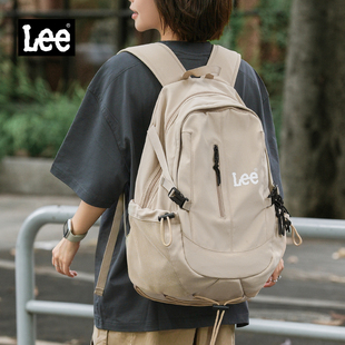 Lee雙肩包女大容量戶外休閑旅行背包男通勤電腦包高中大學生書包